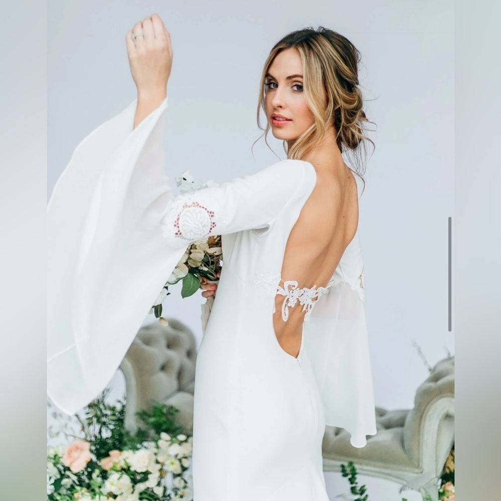 Claire Pettibone Lily Wedding Dress Gown Bohemian Long Sleeve size 8